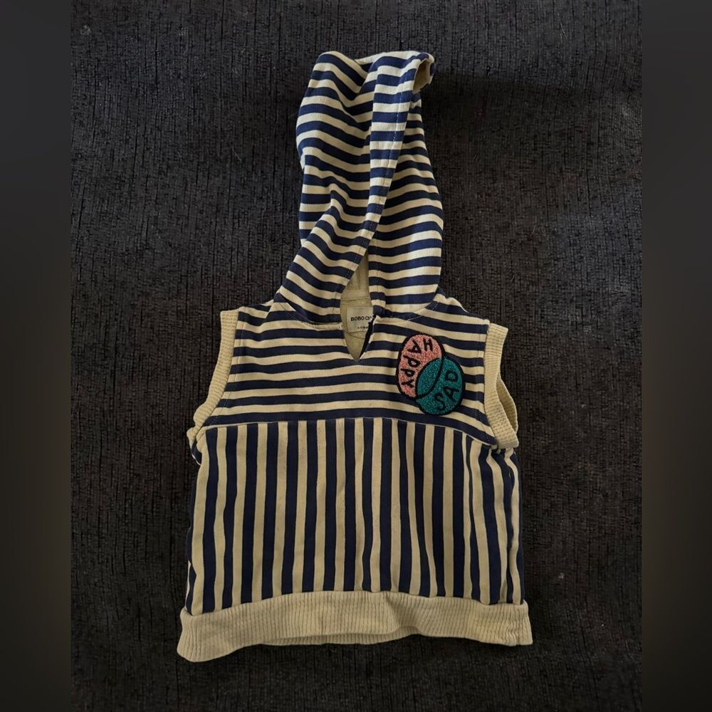 Bobo ChoosesβStriped Hooded Tank Topβ Size 2-3Y yellow blue Happy Sad